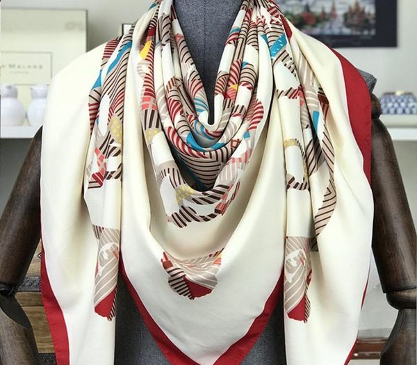 

new design women 2020twill silk scarf 130*130cm square satin scarves for women hair printed silk hijab scarf bandana shawls, Blue;gray