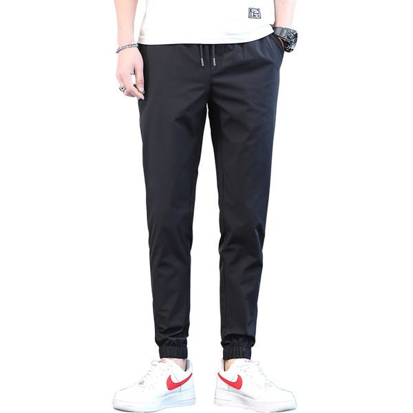 

men's pants 2021 hip hop streetwear joggers men casual cargo pant trousers high street elastic waist harem man, Black