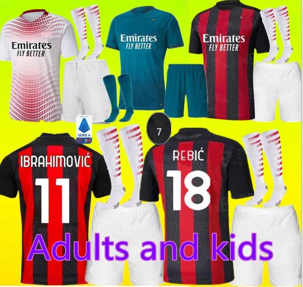 

adults and kids ibrahimovic ac 20 21 milan soccer jersey 2020 2021 piatek football shirts paqueta theo rebic camisa de futebol maillot, Black;yellow