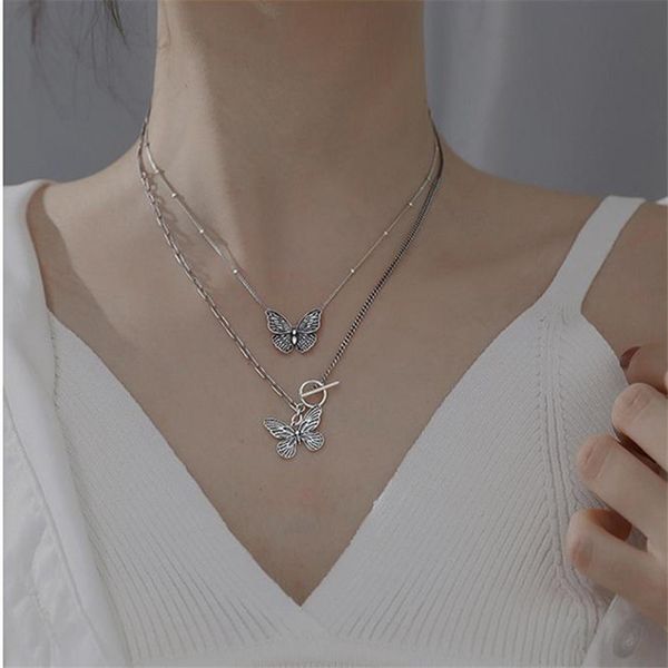 

punk vintage fashion butterfly pendant charm necklace for women wedding party jewelry accessories choker dz706, Golden;silver