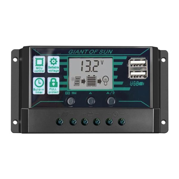 

10a-100a auto solar charge controller pwm controllers lcd dual usb 5v output solar panel pv regulator