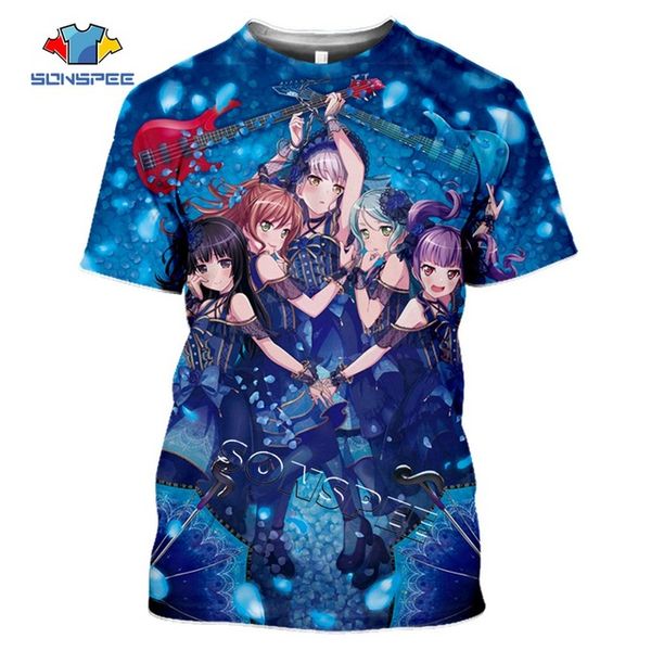 

anime cute girl bang dream 3d summer 3d print shirts oversized comics hippie men clothing