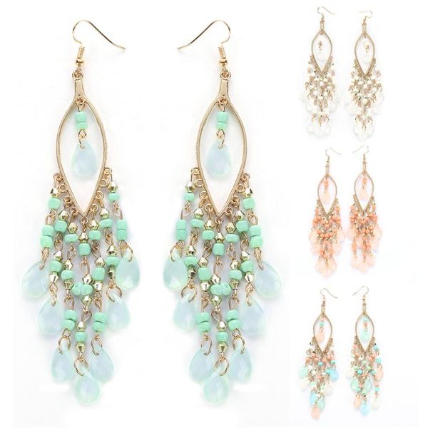 

ethnic bohemia beads drop earrings fashion hanging dangle earrings tassel simulated-pearl vintage ethnic jewelry gift for women, Silver