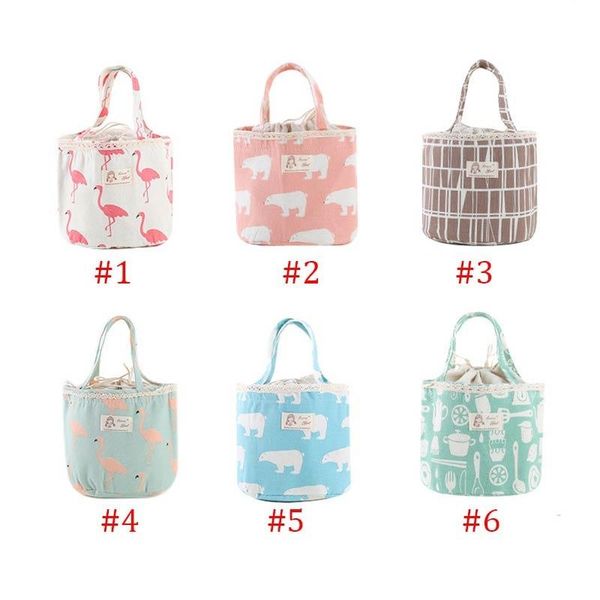 

6 styles new fashion lunch bags foldable bag lovely portable handbags shopping bag waterproof keep warm lunch bags