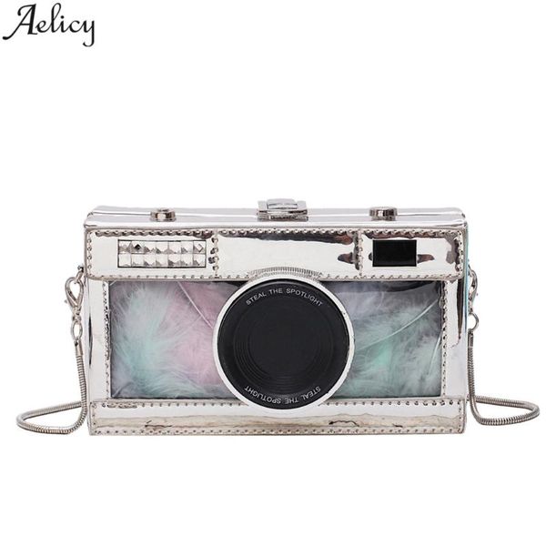 

aelicy woman solid laser leather camera portable diagonal bag chain shoulder bag small messenger bags bolsos de cuero de mujer