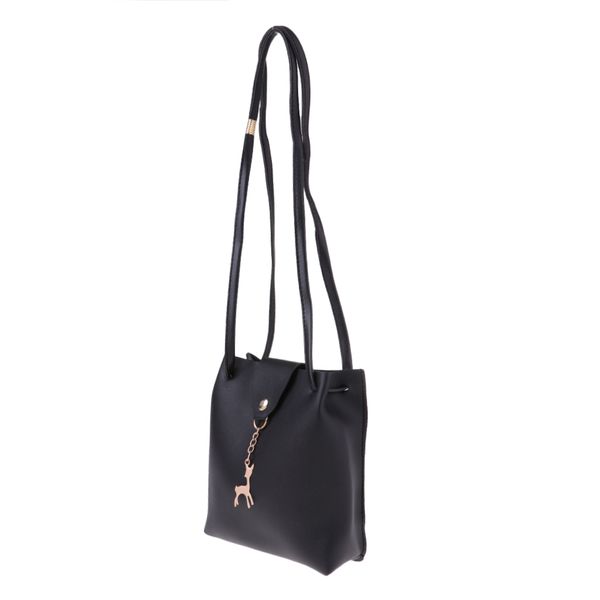 

women handbag small bucket shape bag pu leather shoulder crossbody bag, Black;red