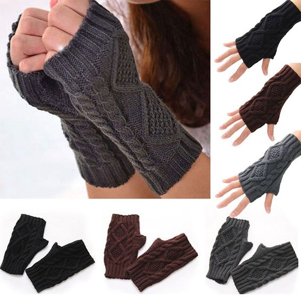 

five fingers gloves arm long winter fingerless women spring warmer knitted men, Blue;gray