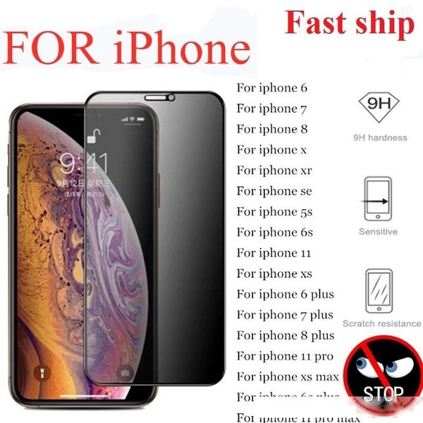 

9h full privacy tempered glass for iphone 11 pro x xs max xr 6 6s 7 8 plus anti spy glare peeping screen protector high definition
