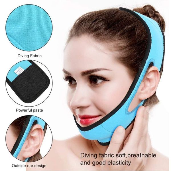 

female face slim mask delicate facial slimming bandage comfortable cheek lift up belt ultra-thin face care mask lift tools, Blue;gray