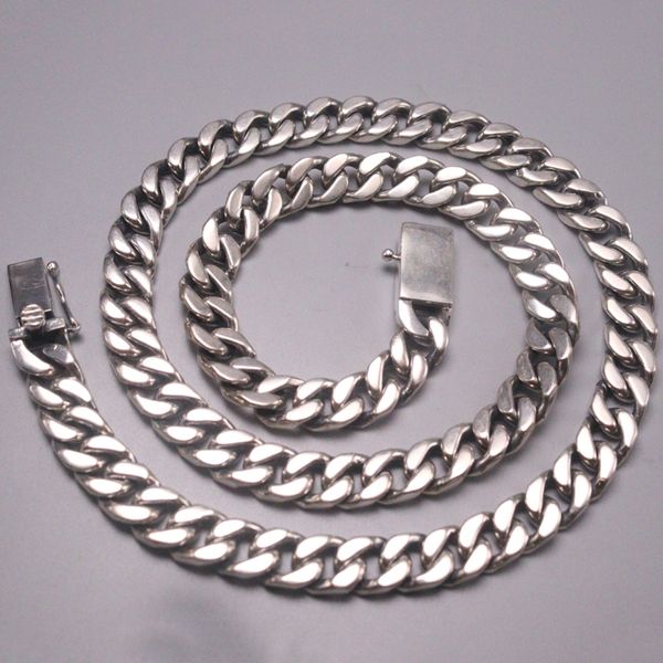 

chains s925 sterling silver necklace women men luck curb chain 9mmw 22inch 107-108g