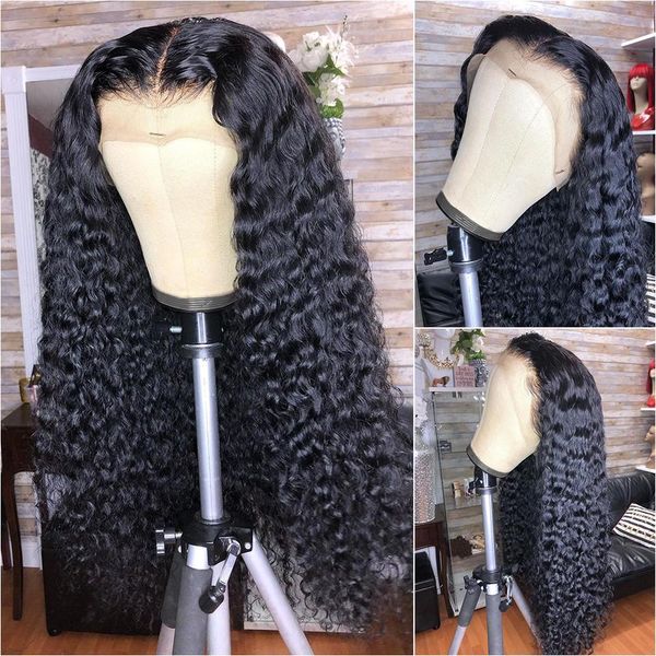 

curly human hair wig brazilian remy hair preplucked with baby hair lace front human wigs for black women deep wave568, Black;brown