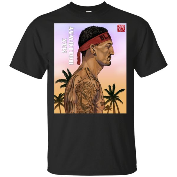 

макс холлоуэй sunset beach оаху, гавайи классический черный t-shirt размер m-3xl взрослые повседневный tee shirt