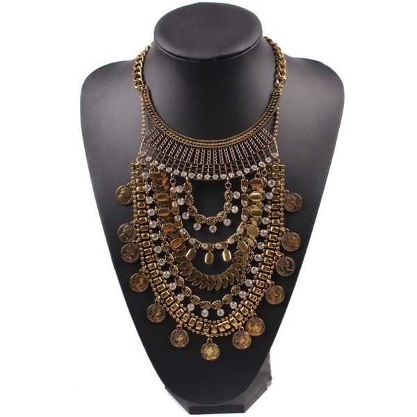 

chains 2021 fashion brand design alloy necklace for women crystal pendant chunky statement chain vintage big, Silver