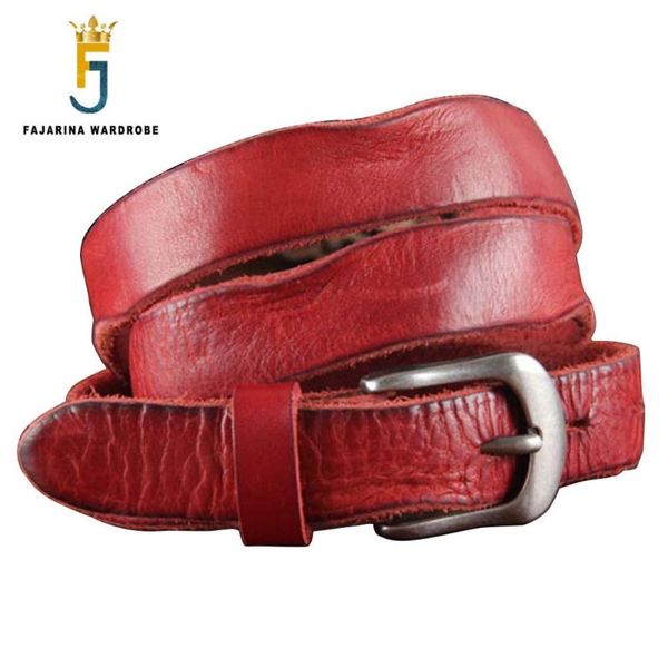 

fajarina designer ladies high-grade fold retro cowhide genuine strap red leather belts for women 2.3cm width 95-105cm n17fj103, Black;brown