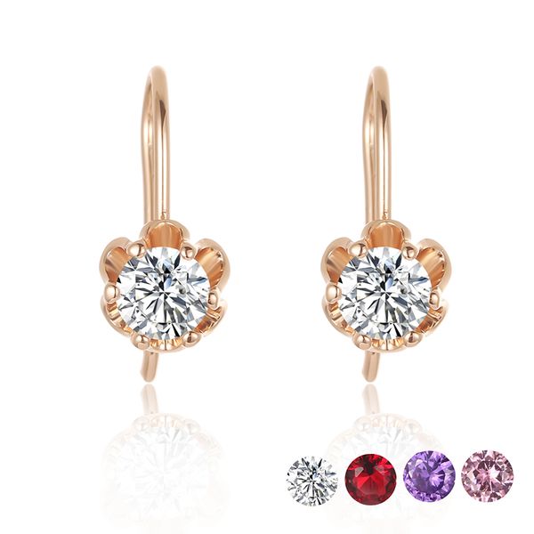 

dangle & chandelier fashion jewelry 5 color womens 585 rose gold flowers shaped earrings white red cubic zircon hanging party earring, Silver