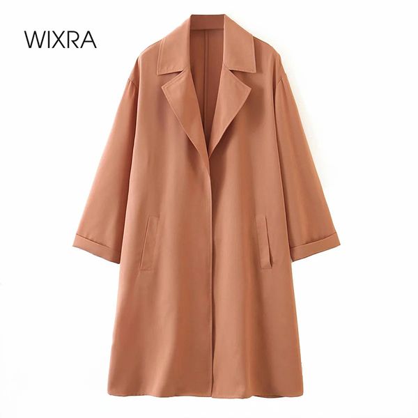 

wixra womens trench basic casual simple style long overcoat female windbreaker outerwear autumn spring new, Tan;black