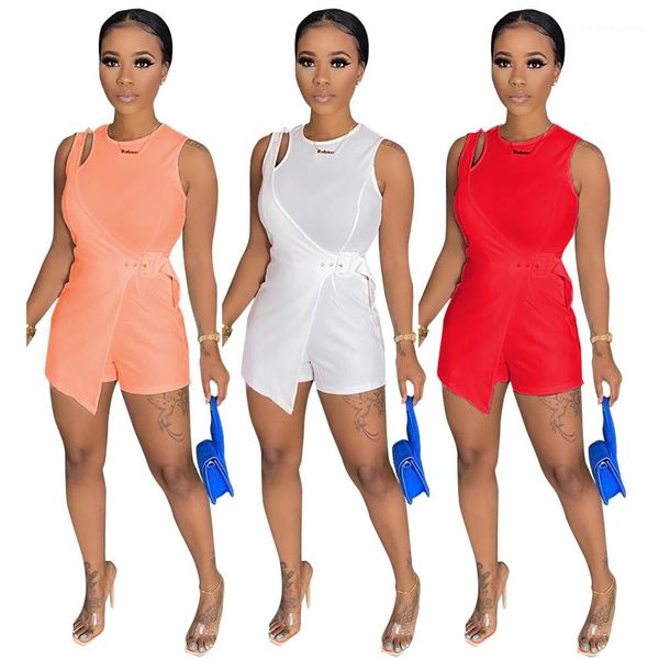 

талия комбинезон сплошного цвета crew neck рукава rompers famale нерегулярных шорты комбинезон женщины узелок, Black;white