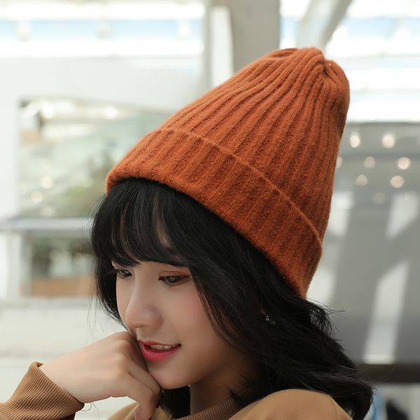 

autumn women knitting bob hat girl hip wool solid cap men retro design art hat korean outdoor warm beanies winter chapeau, Blue;gray