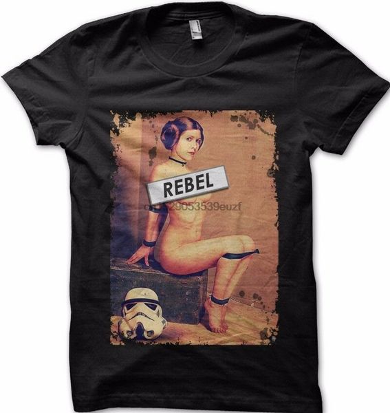 

satr wras inspired princess leia in bondage rebel black cotton t-shirt fn9355
