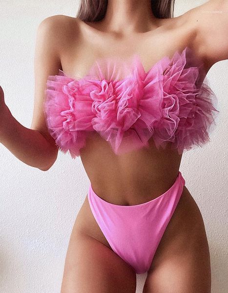 

strapless off shoulder high waist two piece swimsuits fashion beachwear for woman women mesh bikini sets summer, White;black