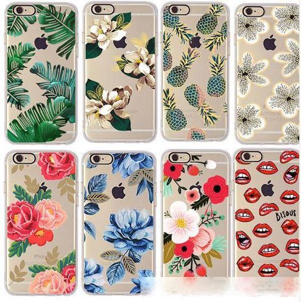 

cherry pineapple banana leaf flower cactus rose peony case cover for apple iphone 6 6s 7 8 8plus x soft tpu case daisy