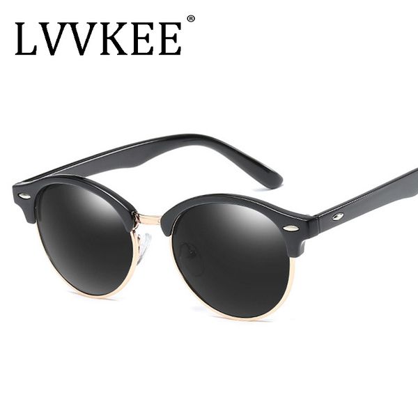

2020 fashion half frame sunglasses women polarized retro men sun glasses driving party mirror club uv400 round, White;black