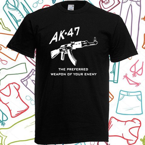 

new ak 47the preferred weapon men's black t-shirt new t shirt custom printed personalized t-shirts shirt design website