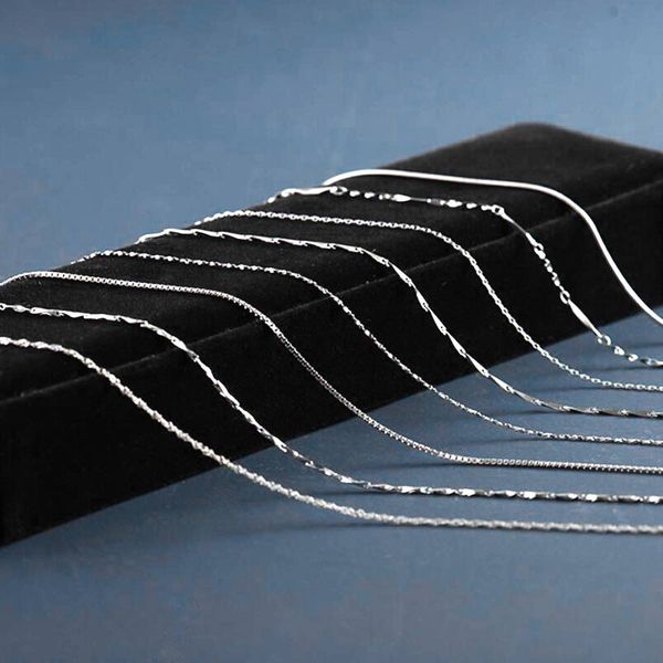 

real 925 silver chain necklace twisted trace belcher snake bar box chain necklace for women bead fine jewelry