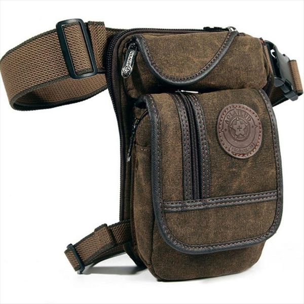 

mens canvas drop leg bag waist fanny pack thigh hip bum belt military hiking motorcycle cross body messenger shoulder bag