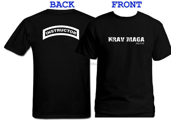 

new fashion krav maga instructor distressed look front back print black t-shirt us xxl tee shirt