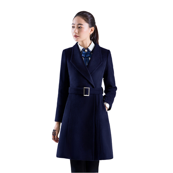

woolen coat women mid-length autumn winter thickened woolen coats thick warm wool windbreaker jacket overcoat womens, Black