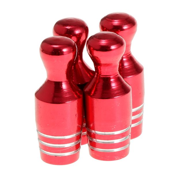 

4x car bicycle wheel tire air valve stems cap dust cover bowling type red