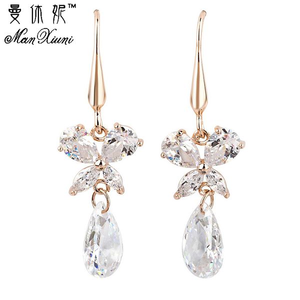 

women earrings cubic zircon gold colored earring fine jewelry pendientes for women costume jewelry earrings joias e bijuterias, Silver