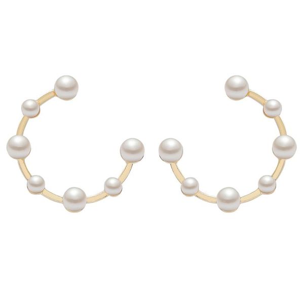 

bohemian stylle pearls c-style hoop earrings for women jewelry fashion girls' collection earrings accessories sale, Golden;silver