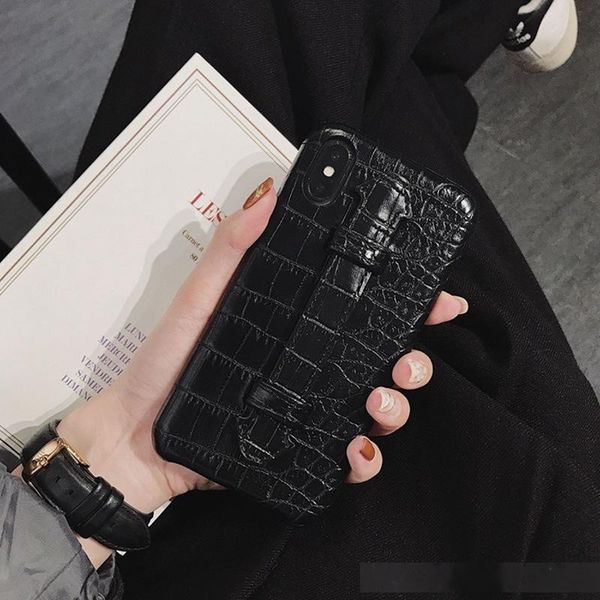 

crocodile pattern with bracket back phone cover 11 xs max xr x anti-drop high-grade leather for iphone 6 6s 7 8 plus
