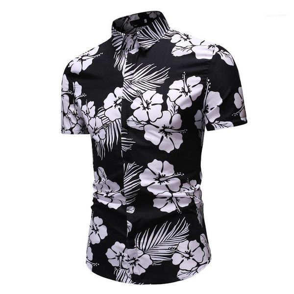

sleeve print casual mandarin collar male clothing 2020 new mens luxury designer shirts summer short, White;black
