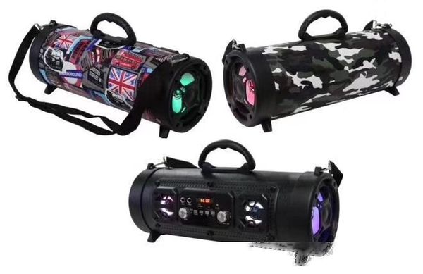 

barrel drum flag camouflage ch-m17 portable outdoor bluetooth speaker wireless led tf card surround sound speaker with strap 10pcs/lot