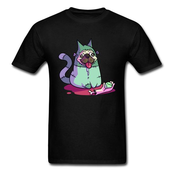 

frankensteins cat pug t shirt men tshirt geek t-shirt tees cotton fabric weird cartoon printed clothes black