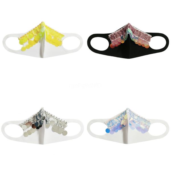 

sequins club face mask washablebling bling sequins protective mask dustproof mouth masks ljjk2360#697, Black