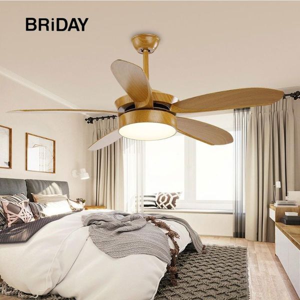

52 inch wooden led ceiling fan with lights remote control ventilator lamp home fixture silent motor fans bedroom decor modern