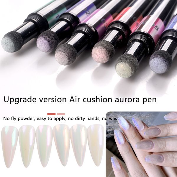 

1pcs nail powder cushion pen auroras laser mirror nail art glitter muticolor chrome holographics art accessory 0.5g, Silver;gold