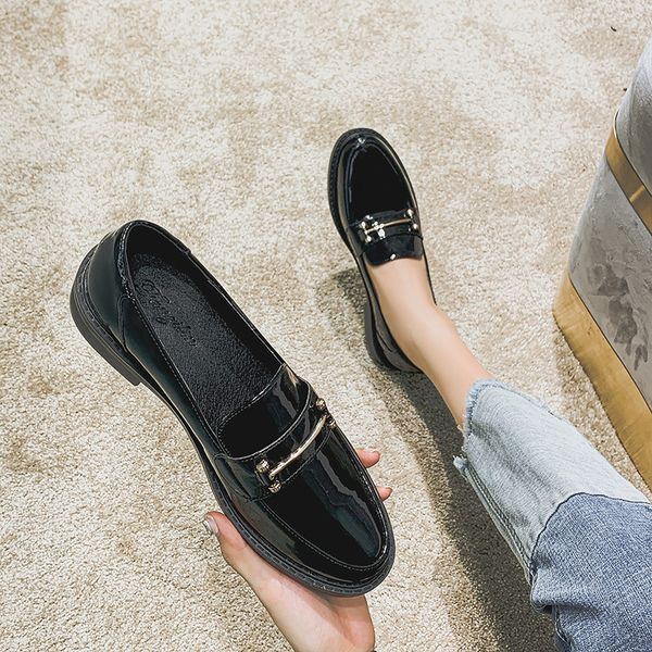 

womens loafers shoes slip-on 2020 fashion women's casual female sneakers oxfords soft flats round toe slip on retro modis new, Black