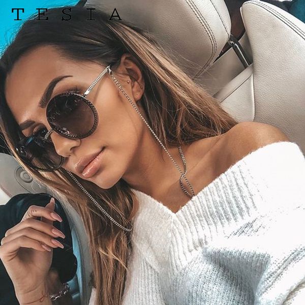 

марка круглые солнцезащитные очки женщины luxury rimless feamle оттенки европа популярные ins вс очки люнеты де золь фам, White;black