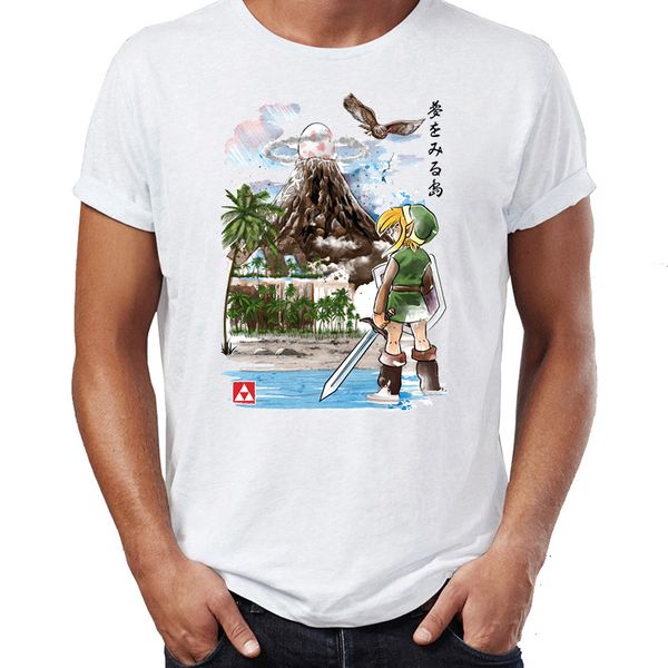 

men's t shirt zelda link's awakening dream island legend of zelda awesome artwork drawing printed tee