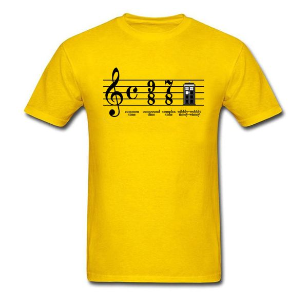 

doctor who dalek tardis note funny t shirt yellow phonogram rhythm music tshirt men wibbly wobbly timey wimey leisure t shirts