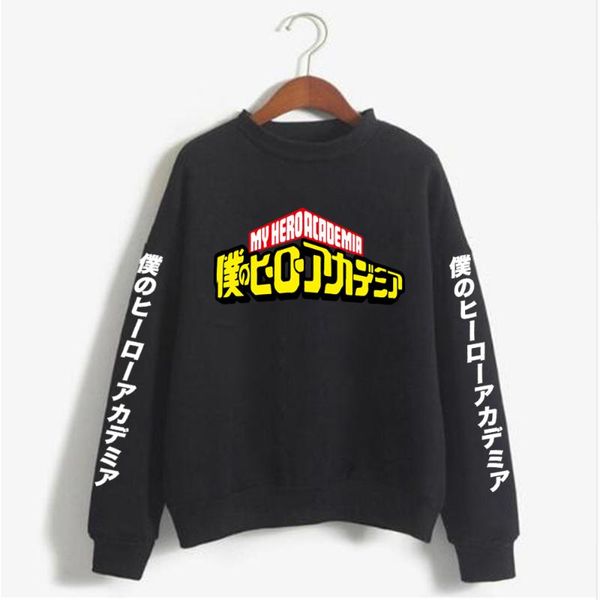 

women's hoodies & sweatshirts harajuku my hero academia japanese anime printed men's hoodie streetwear casual, Black