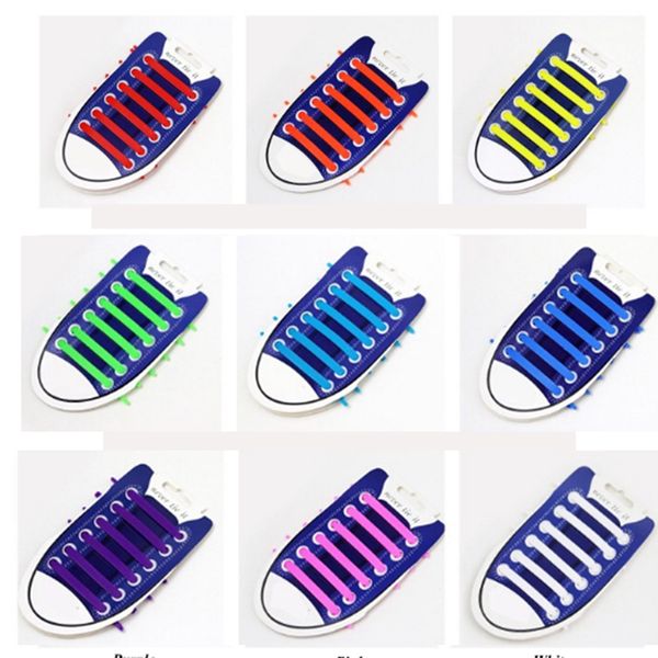 

12pcs/lot shoes accessories elastic silicone shoelaces elastic sports shoelace creative lazy silicone laces no tie rubber lace, White;pink