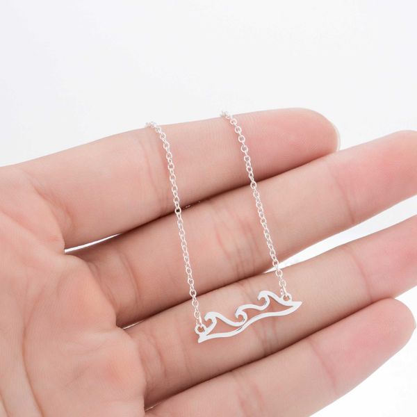 

jewelry on the neck chain stainless steel wave necklace gold fashion 2020 pendant necklace for women accessories punk stly, Silver