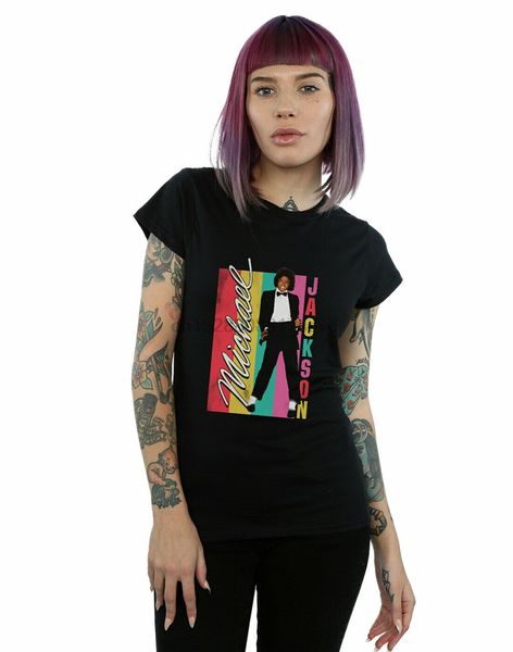 

майкл джексон womens color stripes t-shirt последний нового стиля tee shirt