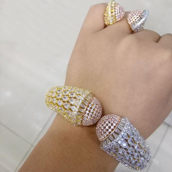 

missvikki Luxury New Elegant Stacks 2PCS Bangle For Women Wedding Baguette Arabia Bangle Bridal brincos para as mulheres 2020